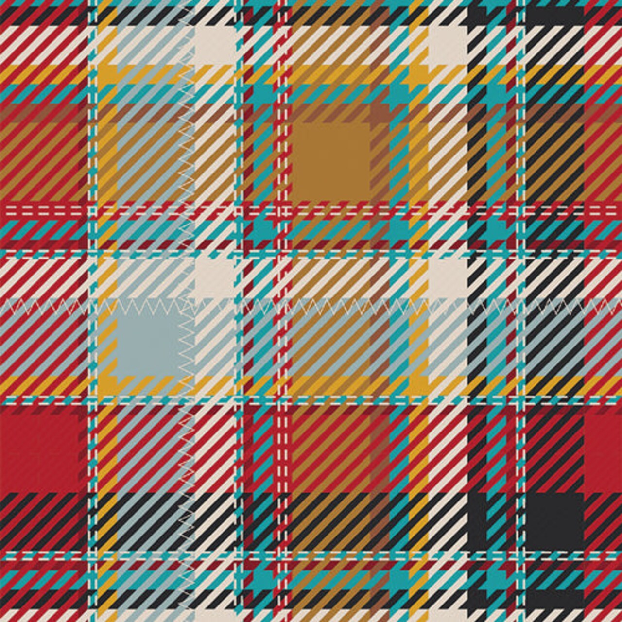 Fabric Art Gallery Berry Pie Royal Plaid Highland Flannel by the Quarter Yard F-22803